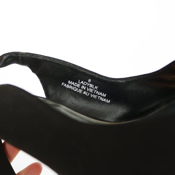 Black Peep Toe sling back pumps with bow - Picture 3 of 9